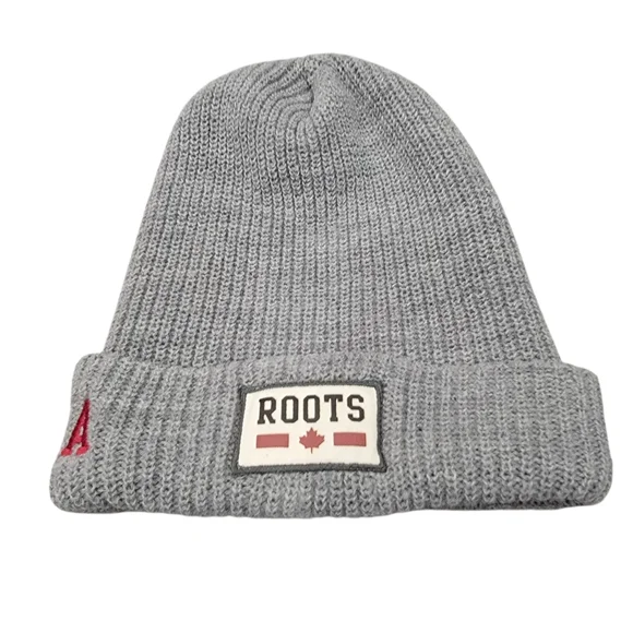 Roots Canada Raised Cuff Knit Beanie Toque Grey Winter Hat “Right to Play” - Picture 2 of 16